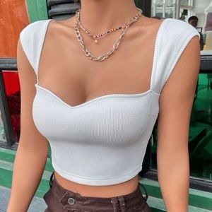 white navy pink crop top